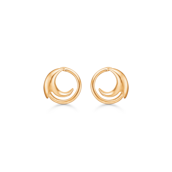 14 kt. guld örhänge rund ring med 1/2 ring inuti
