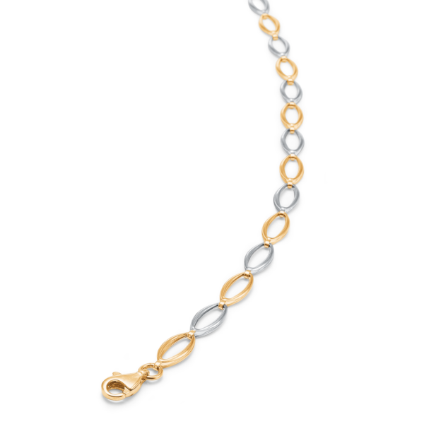 14 kt. rött och vitt guld armband öppna ögon alternerande rött och vitt glänsande.