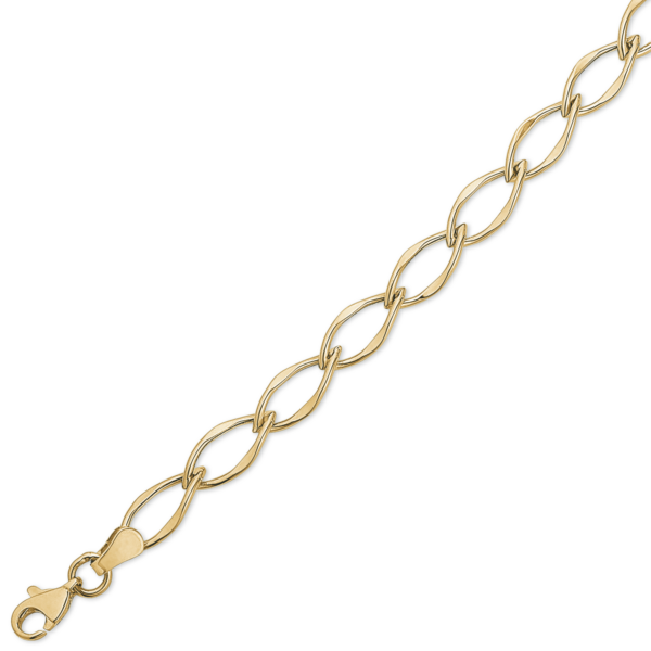 14 kt. guldarmband långsträckta öppna länkar. Längd 18,5 cm.