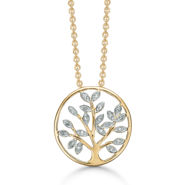 Dust ring tree of life Guldhalsband 14 karat med Diamanter 42-45 cm