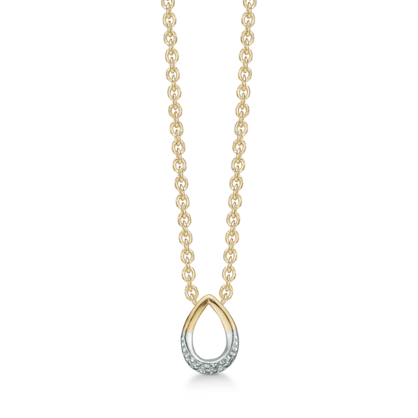 14 kt. guld halsband droppe med diamanter.