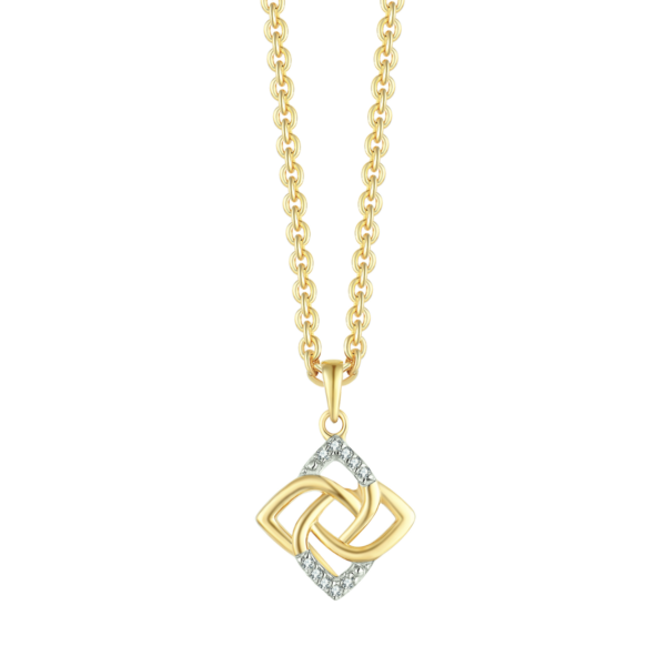 Halsband i 14 kt guld fyrkantigt på sned med zirkoner