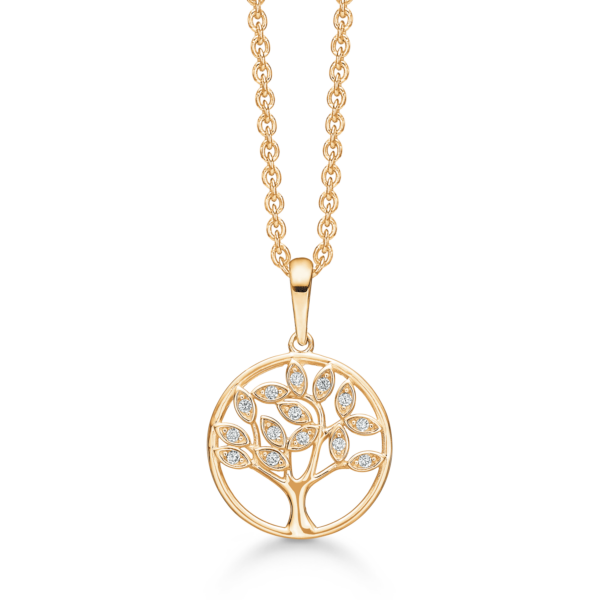 Støvring livets träd Guldhalsband 14 karat med Zirconia 42-45 cm