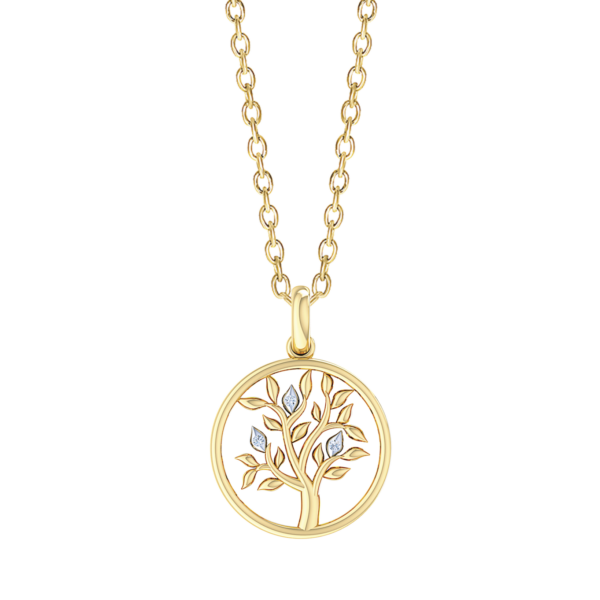 Livets träd Halsband i 14 kt guld, med diamanter