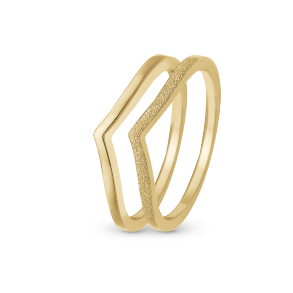 Christina guldpläterad ring 2 st med v-motiv - Dubbla berg