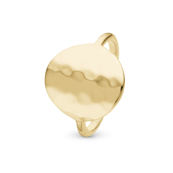 Christina guldpläterad rund ring med hamrad yta - Panzer