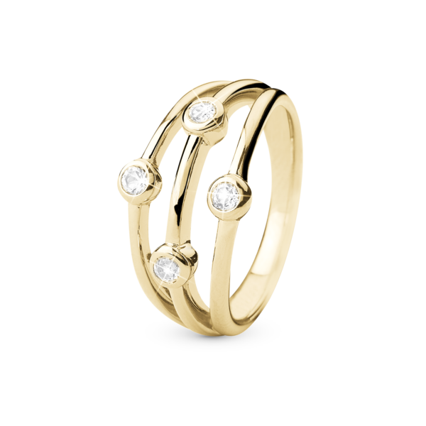 Christina guldpläterad ring Kastad med 4 äkta topaser