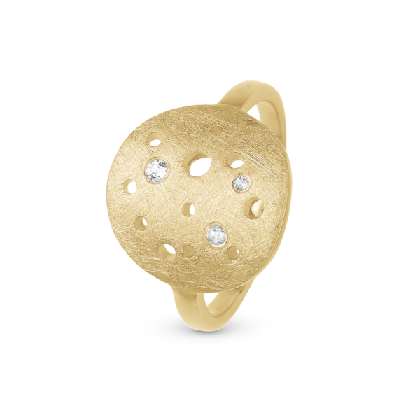 Christina ring i guldpläterad ring med månmotiv och 3 topaser - Måne