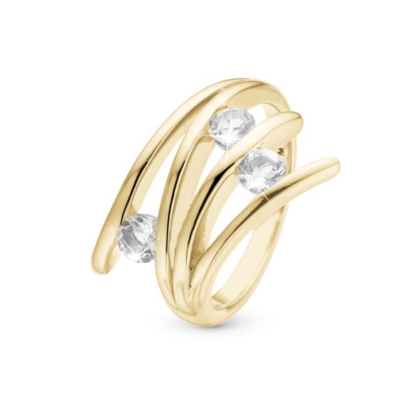 Christina guldpläterad ring Balance Love med 3 topaser