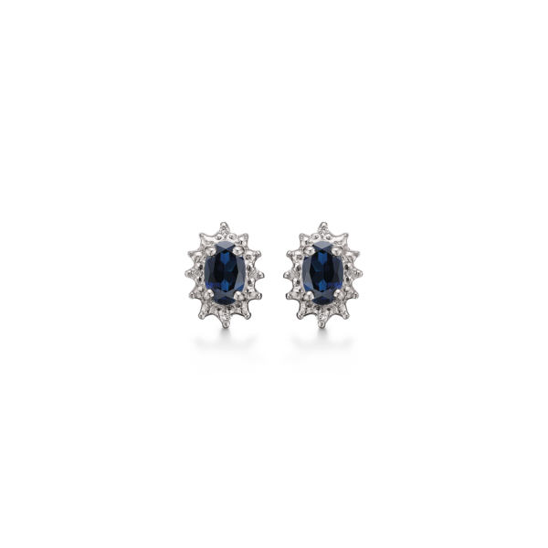 Dust ring örhängen safir och 2 diamanter 14 karat vitguld