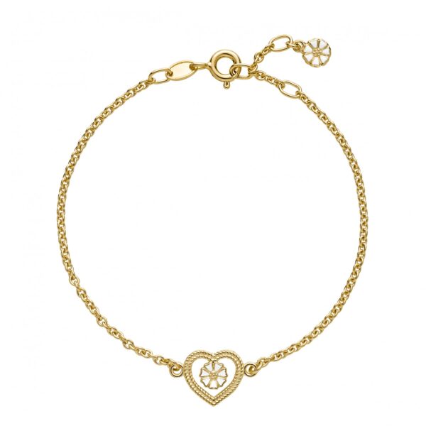 Lund Copenhagen Daisy heart Armband guldpläterat silver. 5 mm