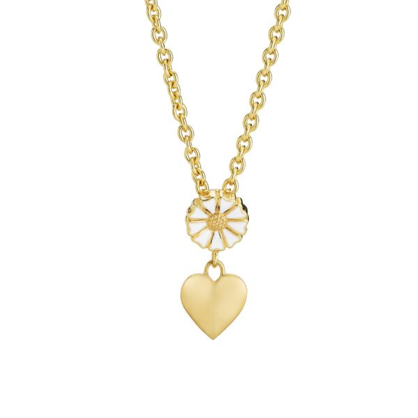 Lund Copenhagen Marguerit Halsband med hjärta, 24 karat guldpläterat. 7,5 mm