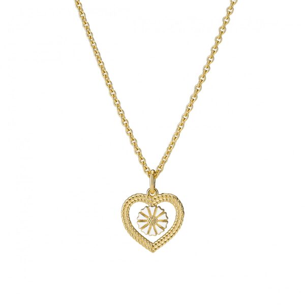 Lund Copenhagen Daisy heart Halsband guldpläterat silver 7,5mm