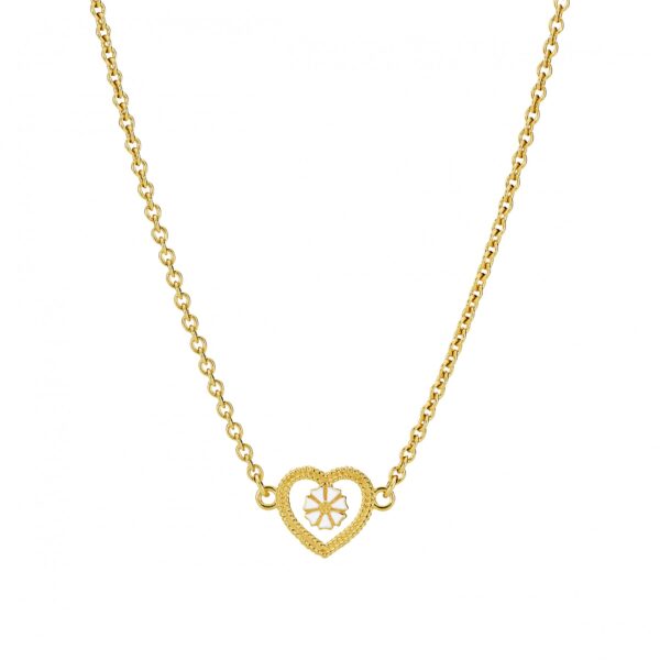 Lund Copenhagen Marguerite hjärta Halsband guldpläterat silver. 5 mm