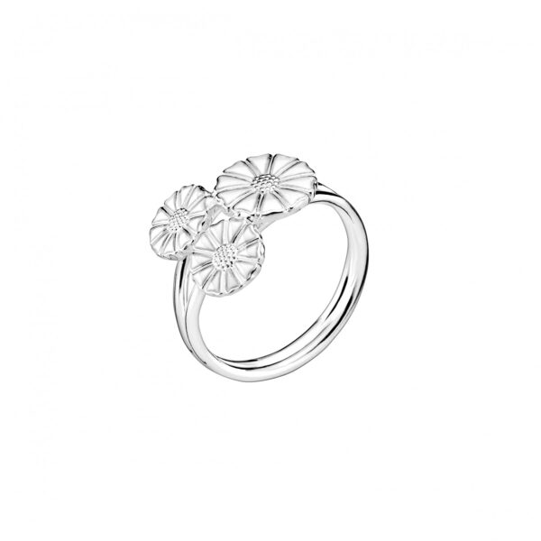 Lund Copenhagen Daisy ring i silver, vit emalj och 3x prästkragar