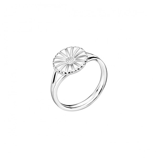 Lund Copenhagen Daisy ring i silver och vit emalj. 11 mm