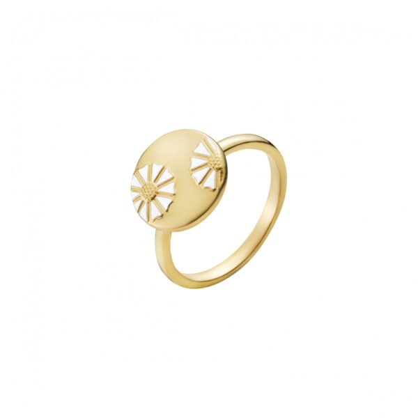 Lund Copenhagen Daisy ringmynt guldpläterat silver. 13 mm