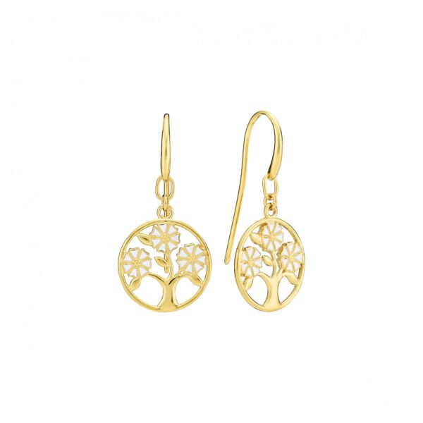 Margaret tree of life örhängen i guldpläterat silver 5mm