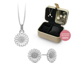 Christina Marguerit smykkesæt halskæde og øreringe i sølv inkl smykkeskrin