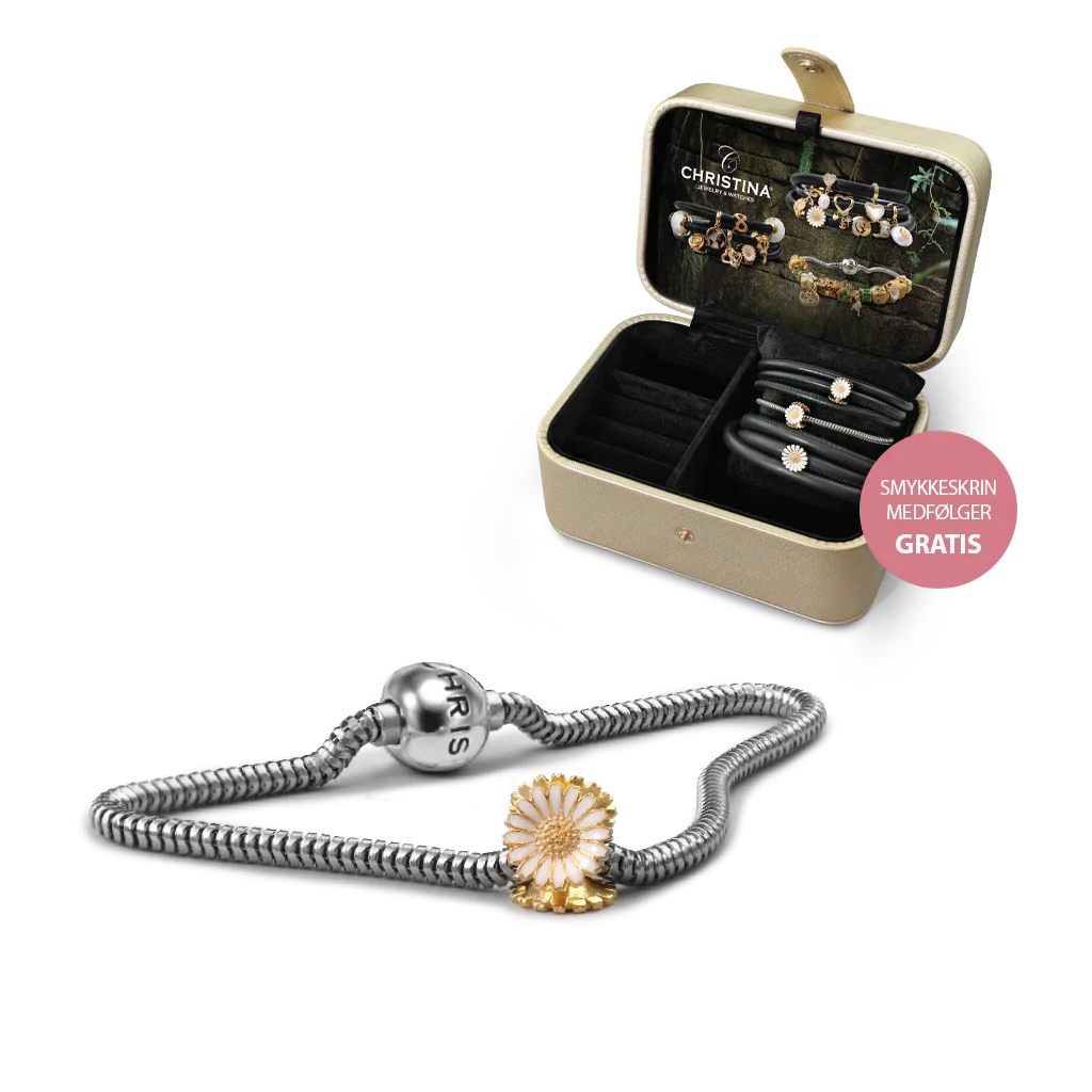 Christina armbånd sæt med Marguerit i forgyldt