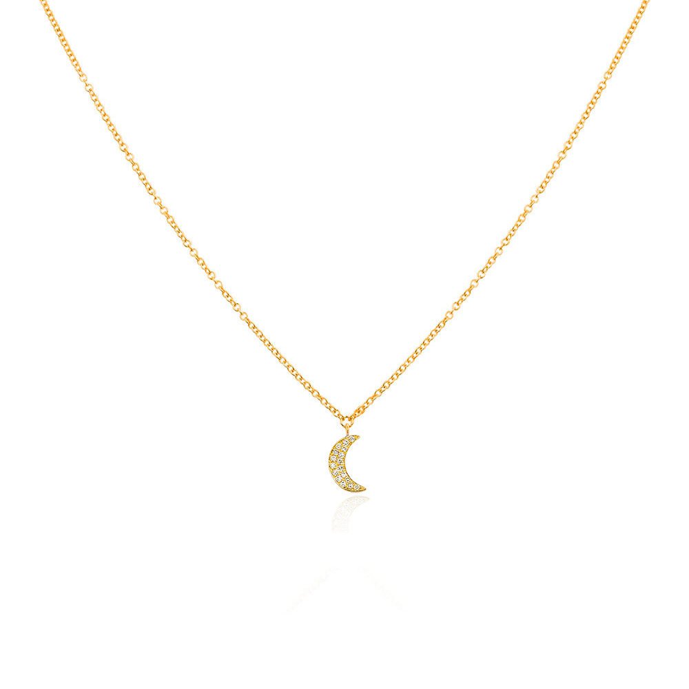 Diamant måne halskæde 18 karat guld