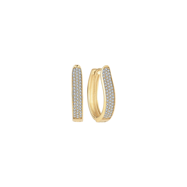 Hoops guld belagda med vita zirconia stenar