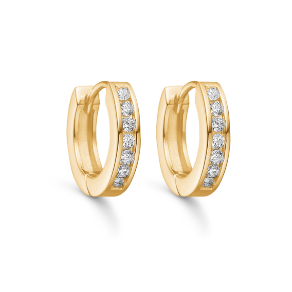 Ringbågar i guldpläterat silver med zirkonstenar 3,4 x 16 mm.