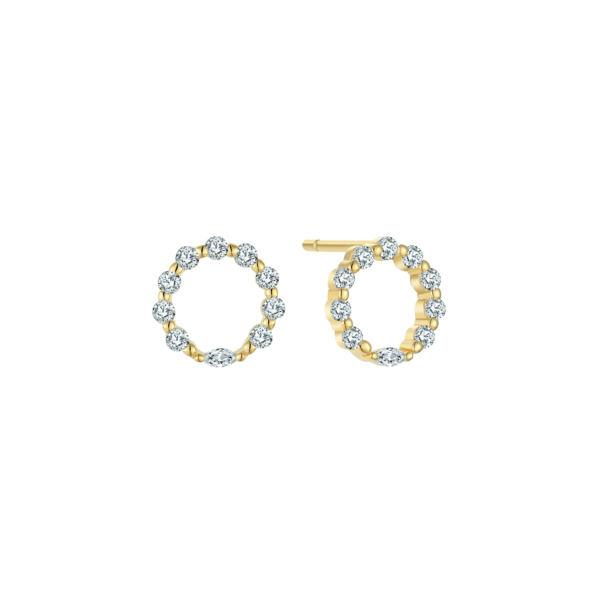 Silverförgylld öronknoppcirkel med zirkoner Mått: 10 x 10 mm