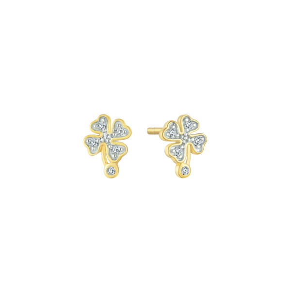 Fyrklöver Silverpläterade öronproppar, med 4 hjärtan och zirkonia stenar "Flower of hearts"