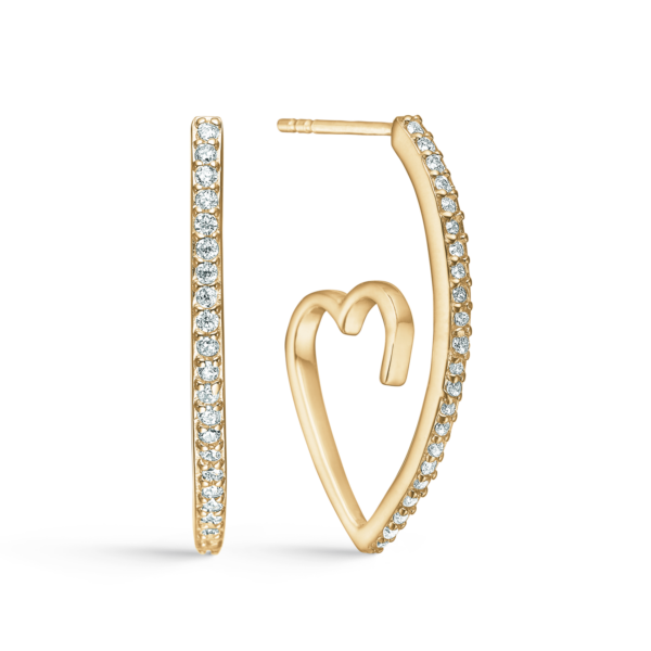 Støvring hjärthängande örhängen guldpläterat silver med zirkonstenar