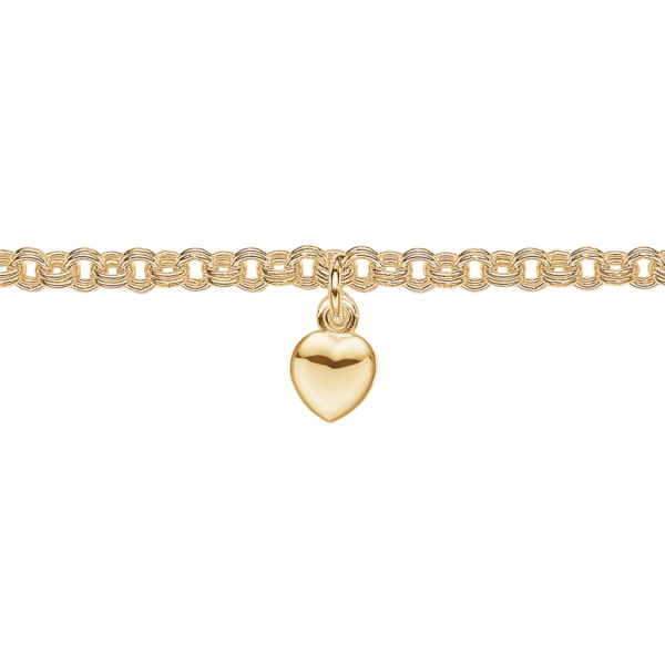 Silverarmbandssmid. 1 hjärta på dubbel ärtkedja 3 mm. 15 cm.