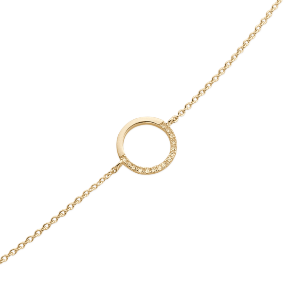 Silverarmband guldpläterad cirkel med facetterad zirkonia halvrund.