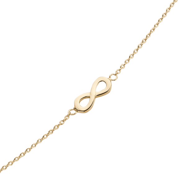 Infinity Armband guldpläterad evighetsskylt på kedja. Längd 17+4 cm.
