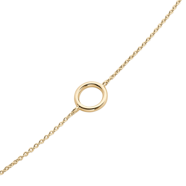 Silverarmband förgylld cirkel på kedja. Längd 17+4 cm.