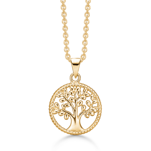 Støring livets träd Halsband i guldpläterat silver - 42+5 cm