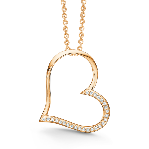Dammring Hjärta Halsband med Zirconia sten 14 karat guldpläterad 42-45 cm