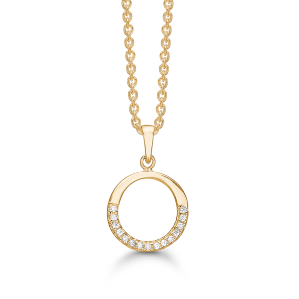 Cirkelhalsband 14 karat guldpläterat m/Zirkonia 42-45 cm