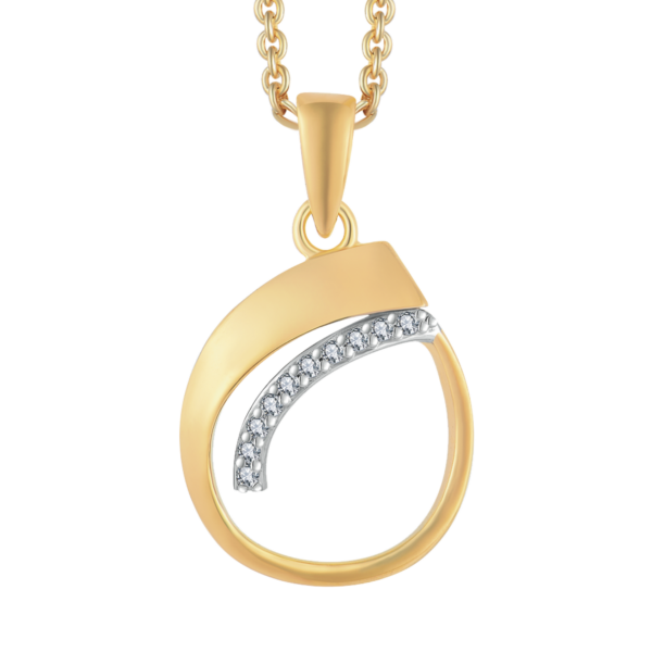 Silverförgyllt ovalt halsband med zirkonia rosett