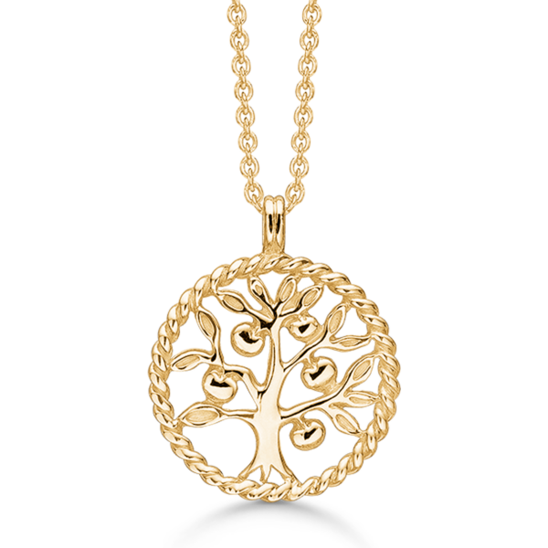 Støvring Life's Tree halsband 14 karat guldpläterat 42-45 cm Ø20 mm