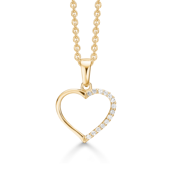 Dammring Hjärtahalsband 14-karats guldpläterad m/Zirconia 42-45 cm
