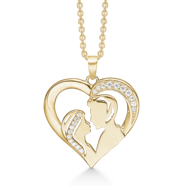 Dammring hjärta/älskare halsband 42-45 cm