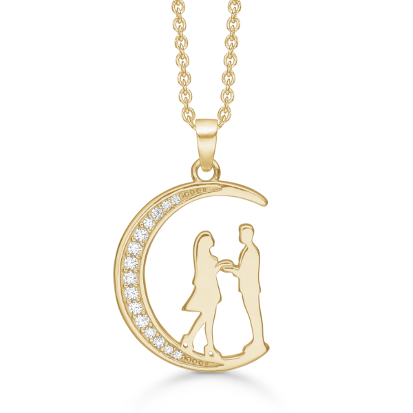 Dammring Moon halsband m/Zirkonia (lovers) 14-karat 42-45 cm