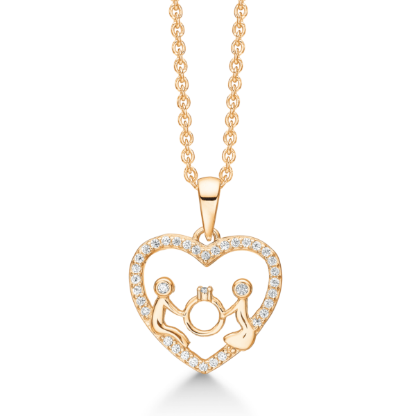 Stövring Heart halsband (förälskade par) m/Zirkonia 14-karat 42-45 cm