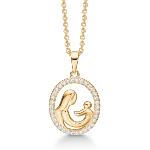 Støvring Mother/Child halsband 14-kt guld m/Zirkonia 42-45 cm