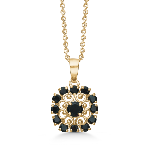 Dammring Roseguld halsband m/ Granater Fyrkant 42-45 cm