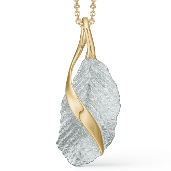 Stavring Leaf halsband silver 14-kt guldpläterad 42-45 cm