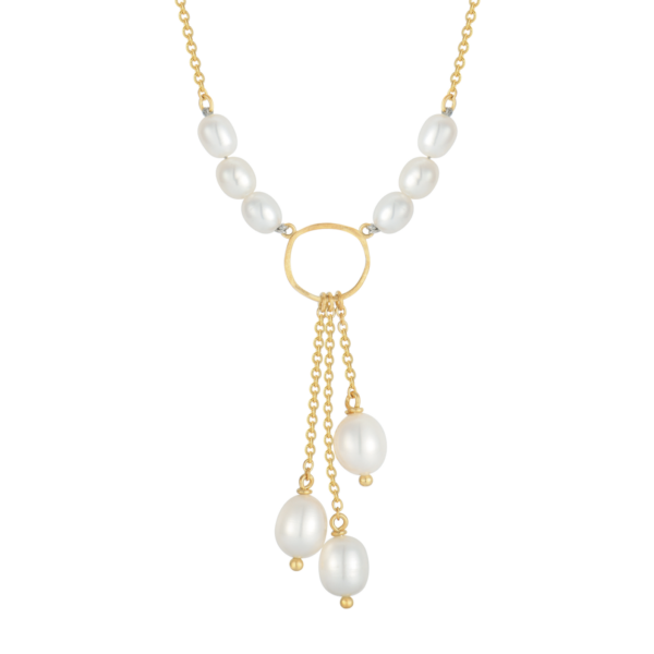 Silverpläterat halsband med sötvattenspärlor 3 x 3 pärlor