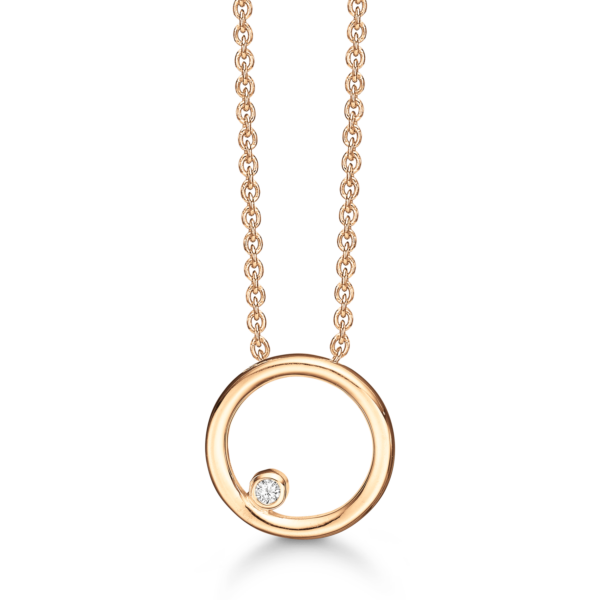 Dammring Cirkelhalsband 14-karats guldpläterad m/diamant 42-45 cm