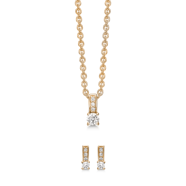 Smyckessats guldpläterat silver, med stenar