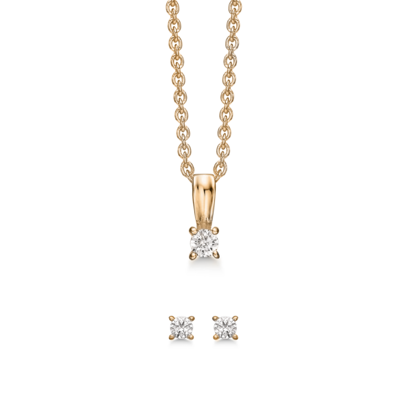 Smyckessats guldpläterat silver, med stenar